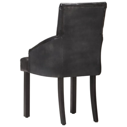 Eetkamerstoelen Echt Geitenleer 2 Zwart