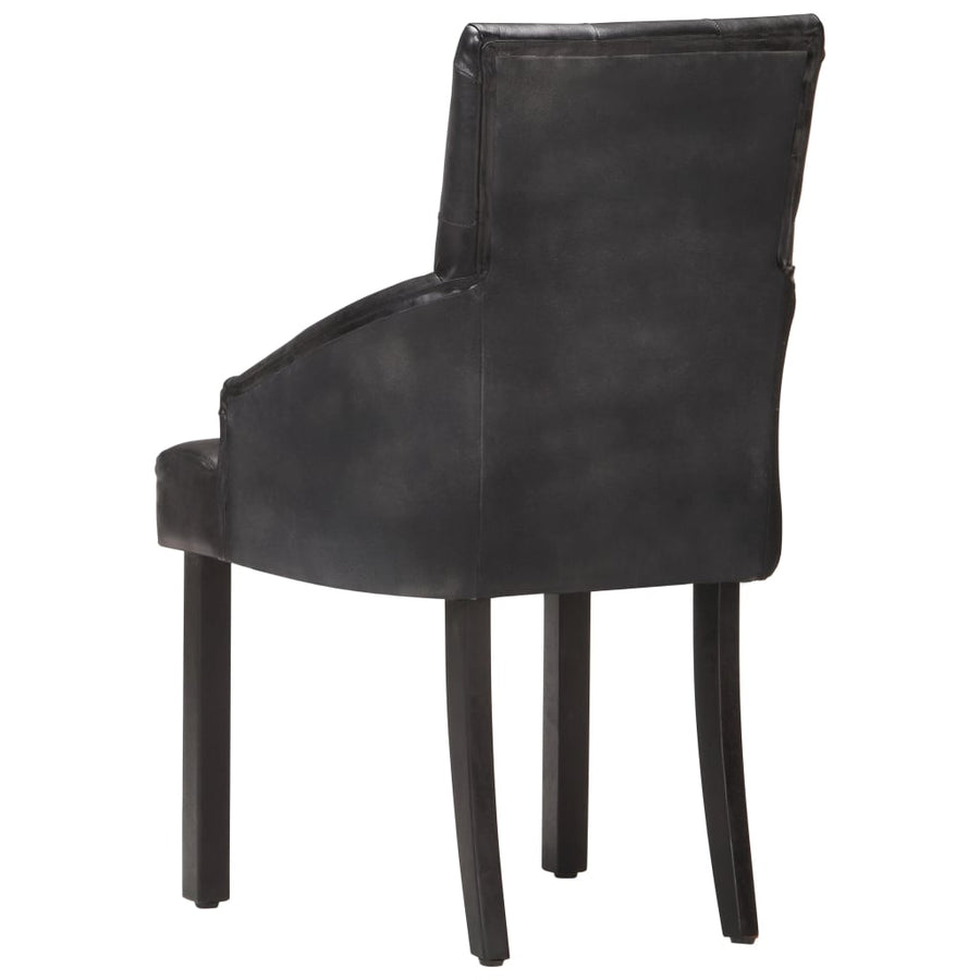 Eetkamerstoelen Echt Geitenleer 2 Zwart