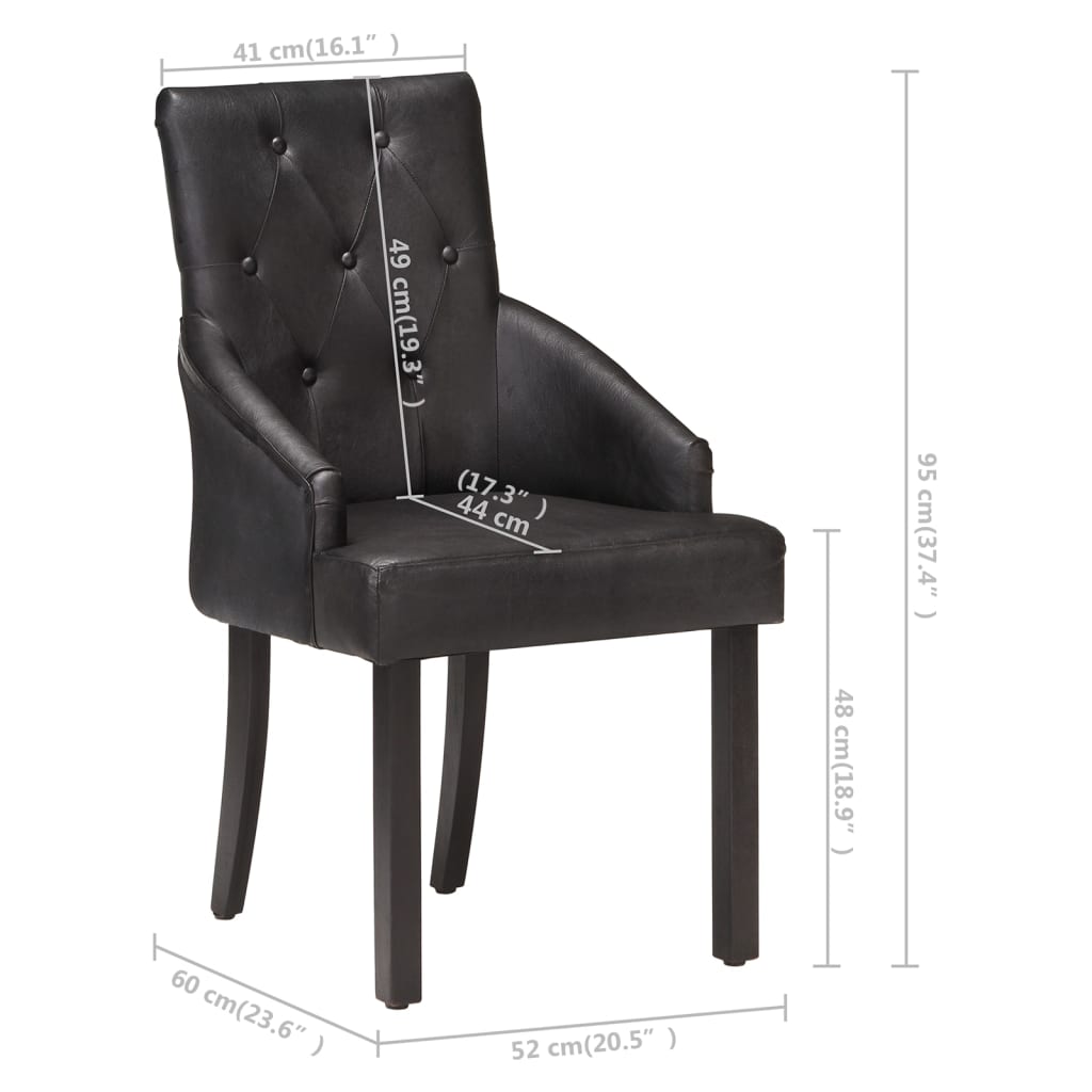 Eetkamerstoelen Echt Geitenleer 2 Zwart