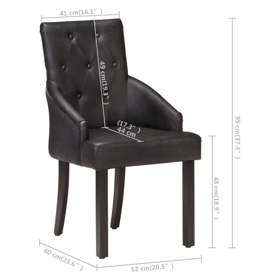 Eetkamerstoelen Echt Geitenleer 2 Zwart