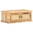 Coffee table 90x50x35 cm solid mango wood and natural rattan