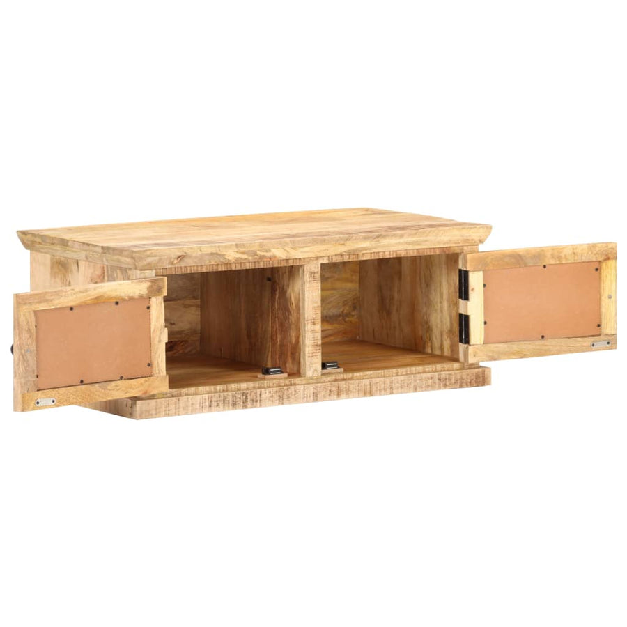 Salontafel 90X50X35 Cm Massief Mangohout En Natuurlijk Riet