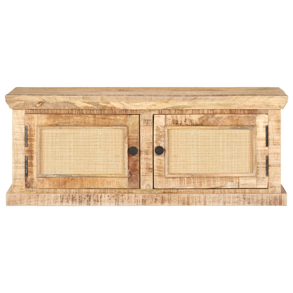 Salontafel 90X50X35 Cm Massief Mangohout En Natuurlijk Riet