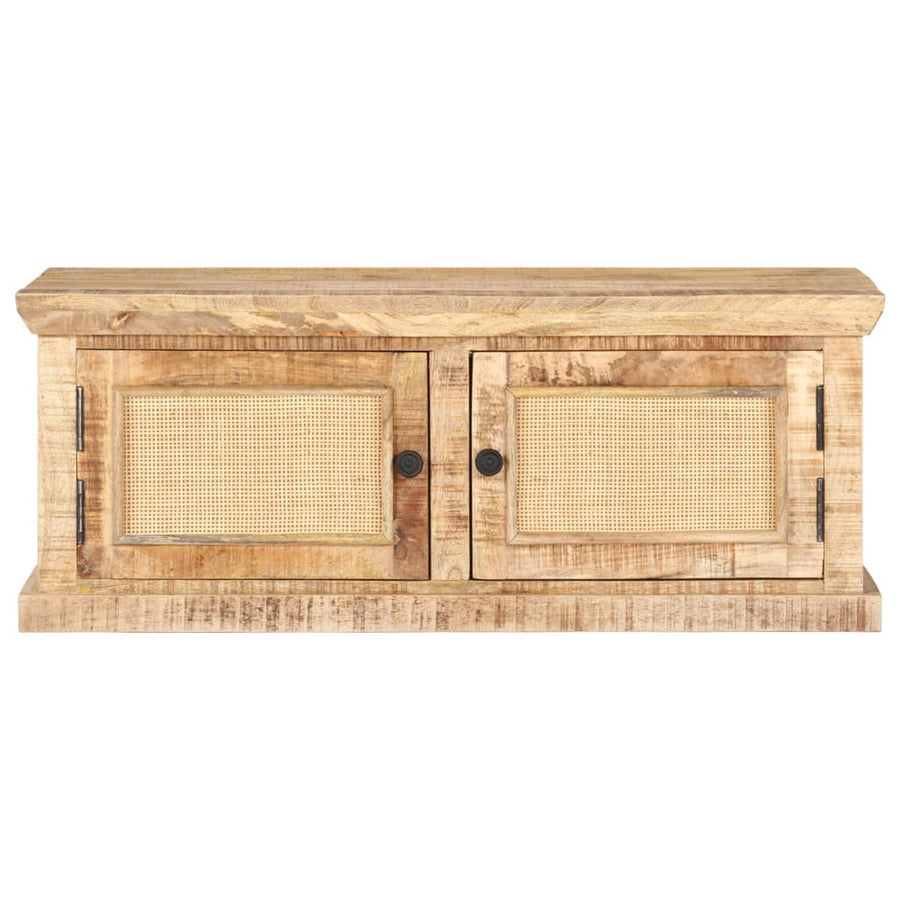 Salontafel 90X50X35 Cm Massief Mangohout En Natuurlijk Riet
