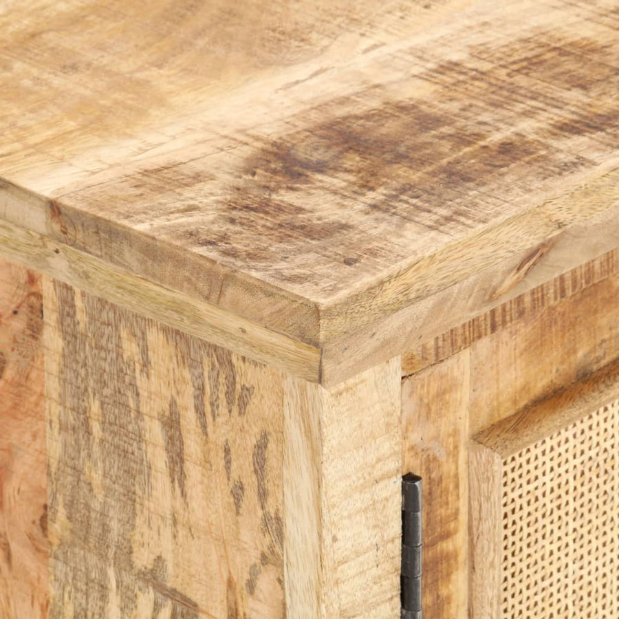 Salontafel 90X50X35 Cm Massief Mangohout En Natuurlijk Riet