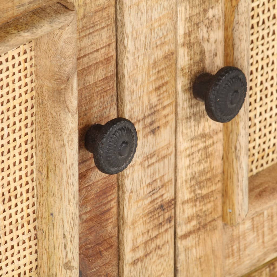 Salontafel 90X50X35 Cm Massief Mangohout En Natuurlijk Riet