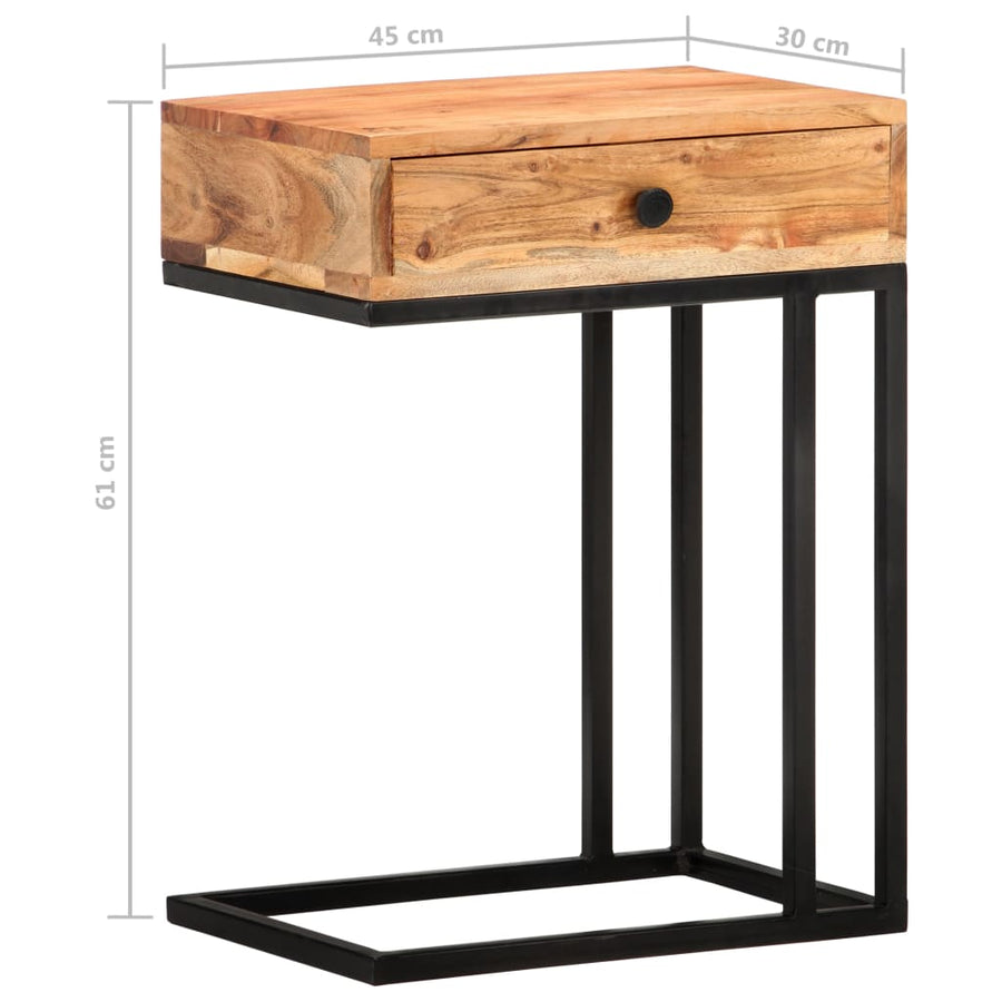 Bijzettafel U-Vormig 45X30X6 Cm Massief acaciahout