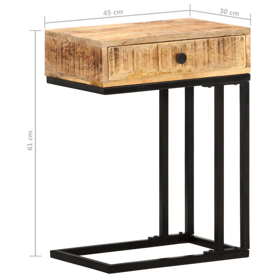 Bijzettafel U-Vormig 45X30X6 Cm massief mangohout
