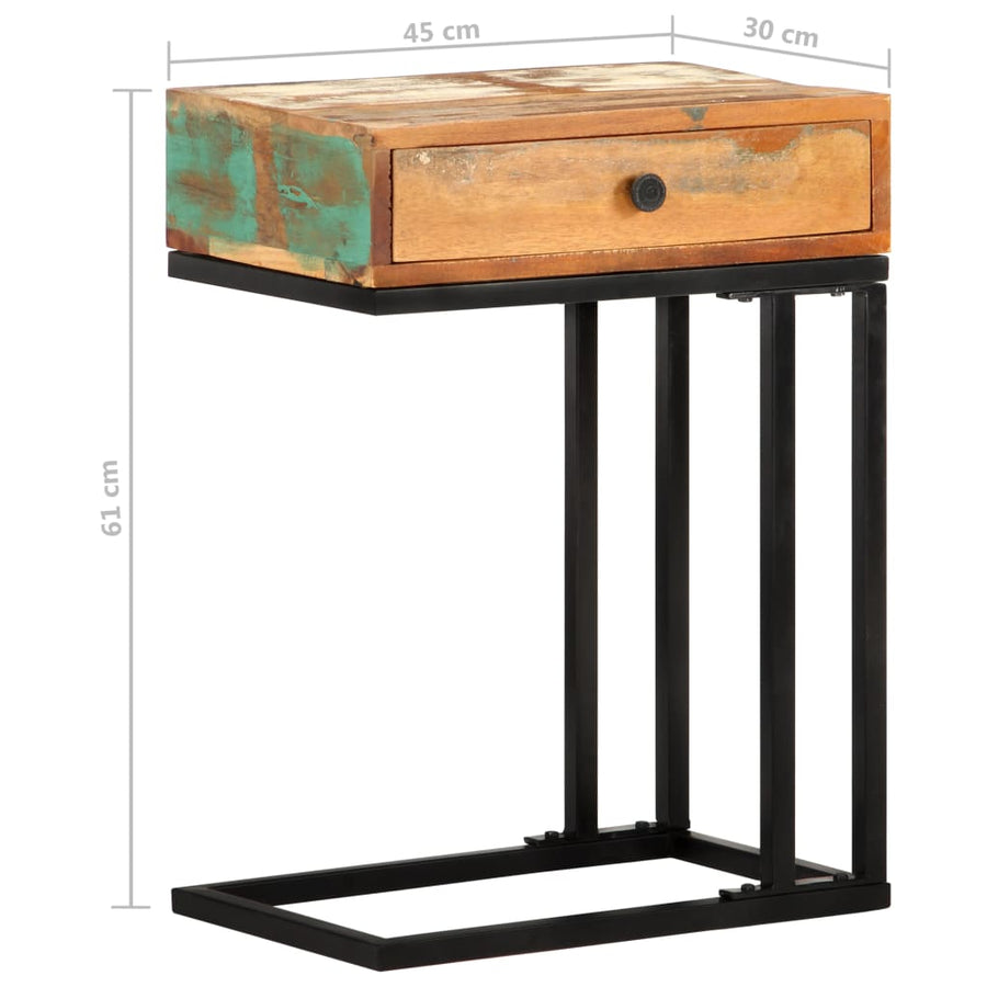 Bijzettafel U-Vormig 45X30X6 Cm massief gerecycled hout