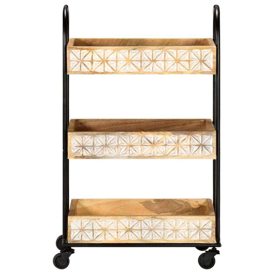 Keukentrolley 3-laags 46x30x76 cm massief mangohout