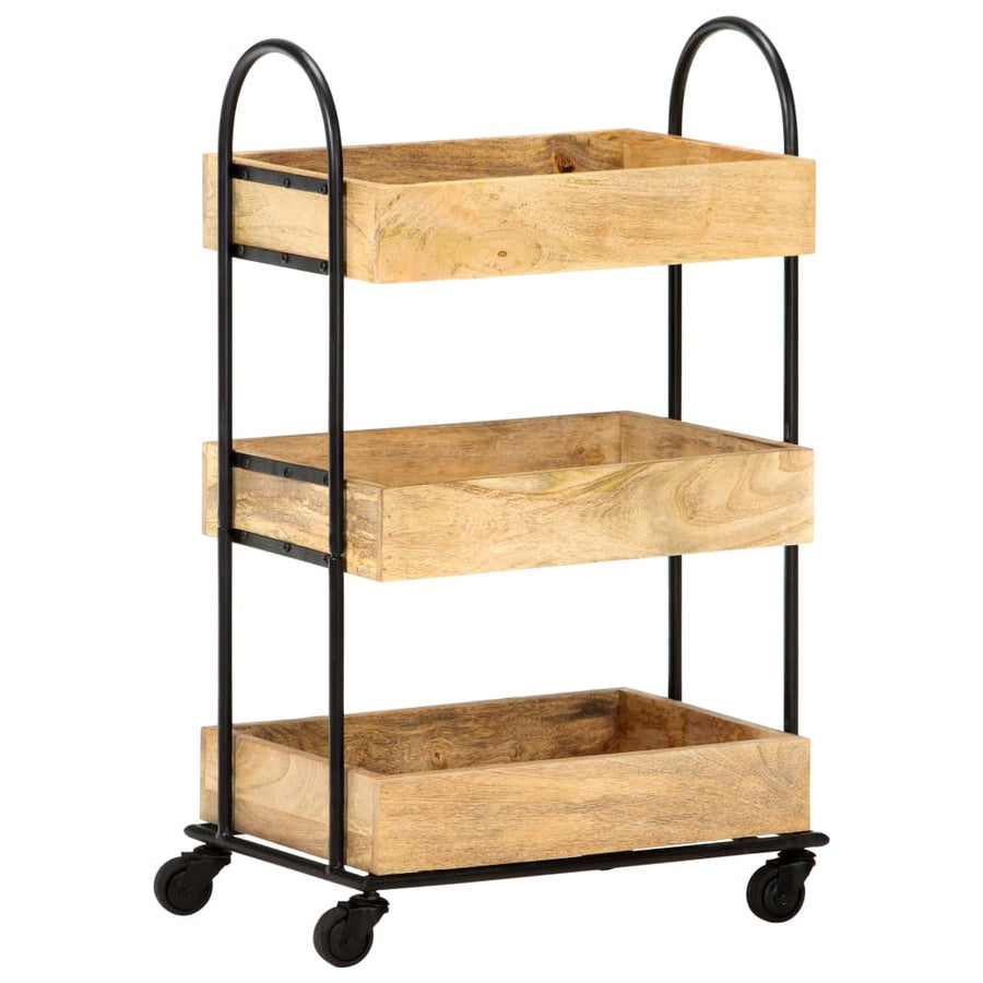 Keukentrolley 3-laags 46x30x76 cm massief mangohout