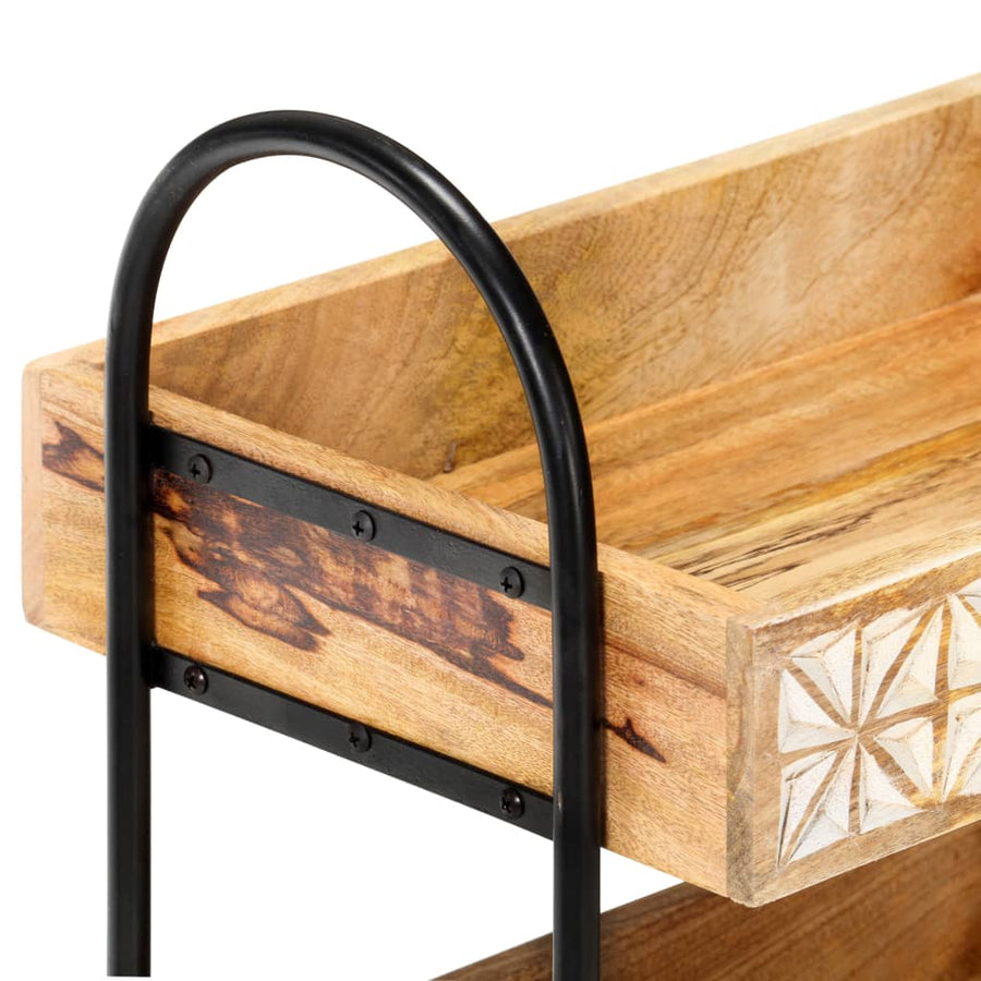 Keukentrolley 3-laags 46x30x76 cm massief mangohout