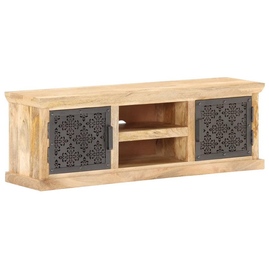 Tv-Meubel Met Stalen Deuren 120X30X40 Cm Massief Mangohout