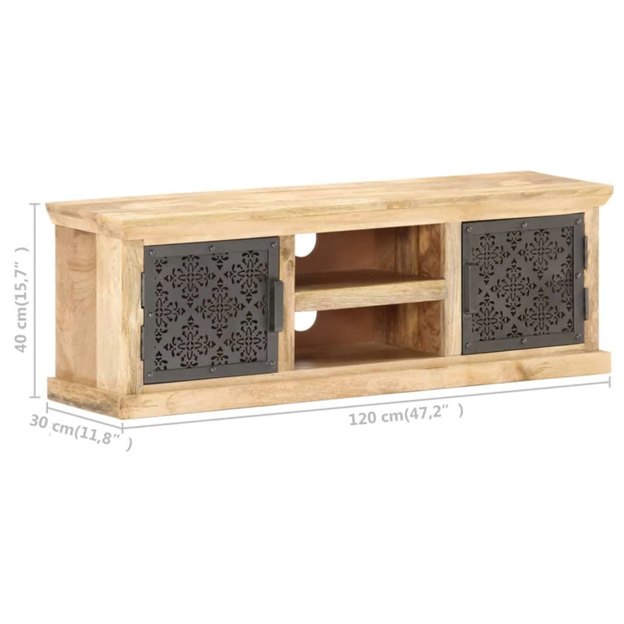Tv-Meubel Met Stalen Deuren 120X30X40 Cm Massief Mangohout