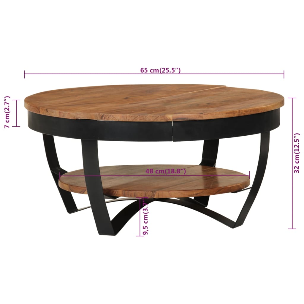 Salontafel 65X65X32 Cm Massief Acaciahout 1 65 x 32 cm