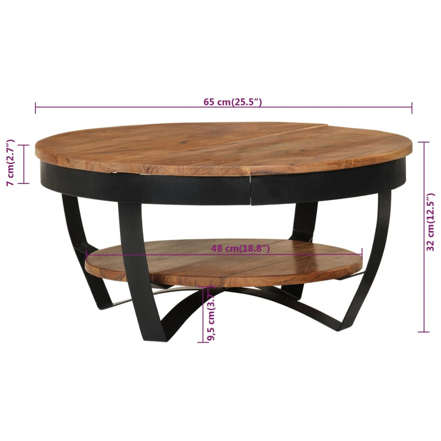Salontafel 65X65X32 Cm Massief Acaciahout 1 65 x 32 cm