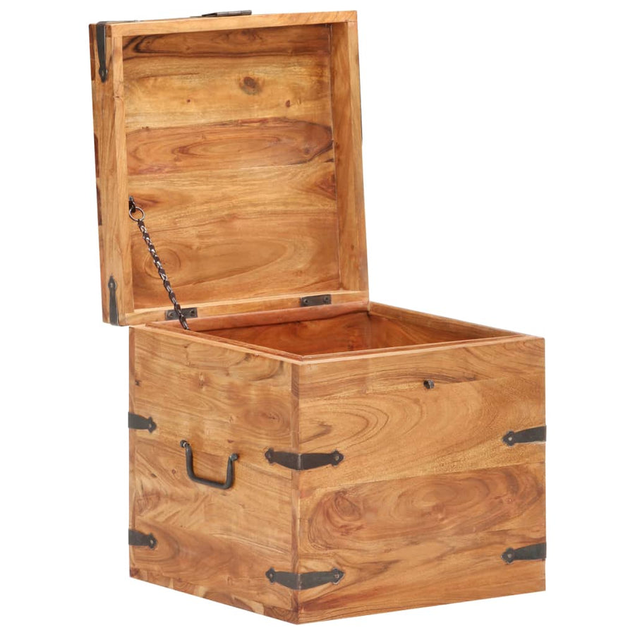 Kist Massief Acaciahout 40 x 40 x 40 cm Donkerbruin
