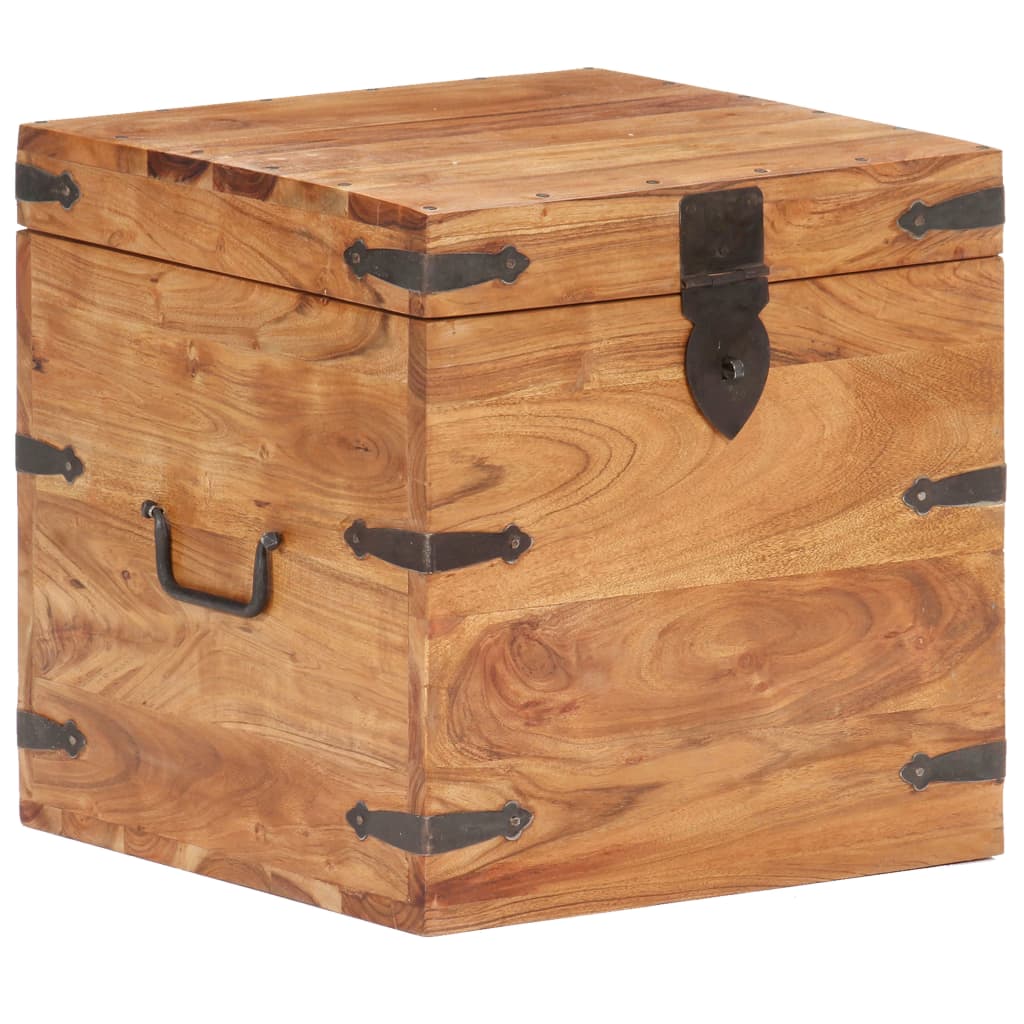 Kist Massief Acaciahout 40 x 40 x 40 cm Donkerbruin