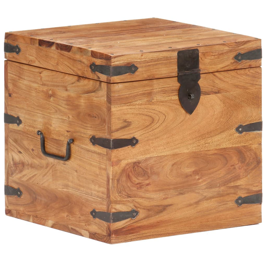 Kist Massief Acaciahout 40 x 40 x 40 cm Donkerbruin