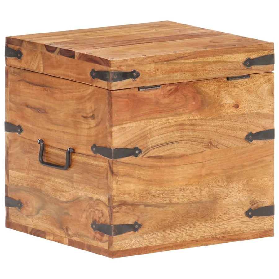 Kist Massief Acaciahout 40 x 40 x 40 cm Donkerbruin