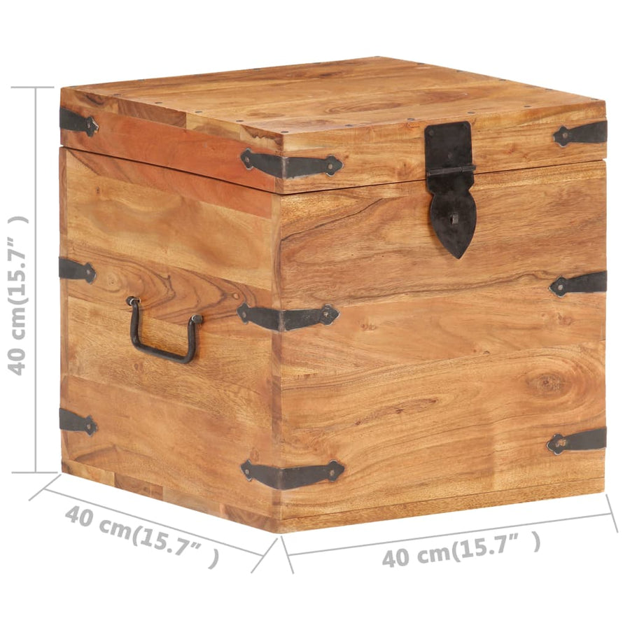Kist Massief Acaciahout 40 x 40 x 40 cm Donkerbruin