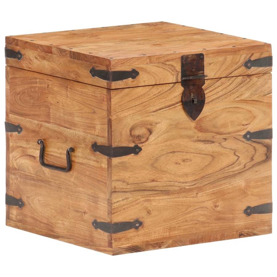 Kist Massief Acaciahout 40 x 40 x 40 cm Donkerbruin
