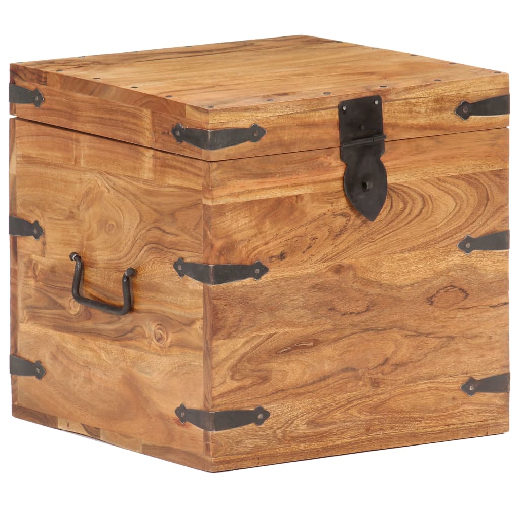 Kist Massief Acaciahout 40 x 40 x 40 cm Donkerbruin