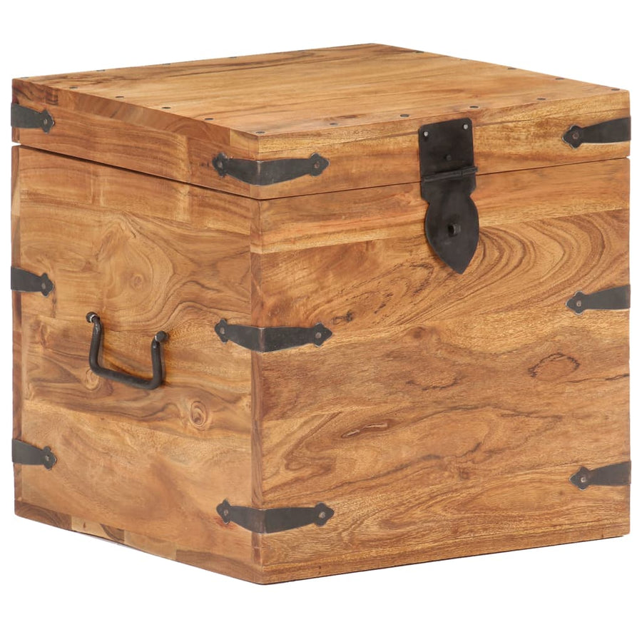 Kist Massief Acaciahout 40 x 40 x 40 cm Donkerbruin