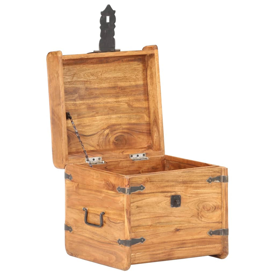 Kist 40X40X40 Cm Massief Acaciahout 1 40 x 40 x 40 cm Donkerbruin