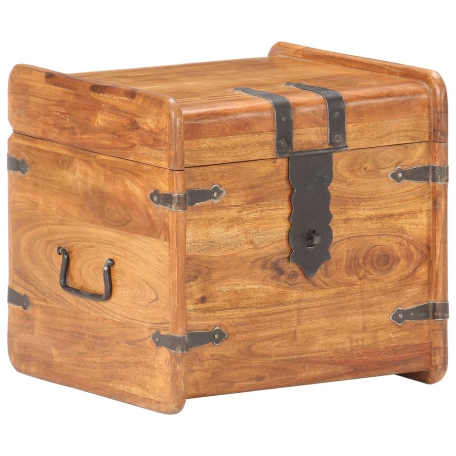 Kist 40X40X40 Cm Massief Acaciahout 1 40 x 40 x 40 cm Donkerbruin