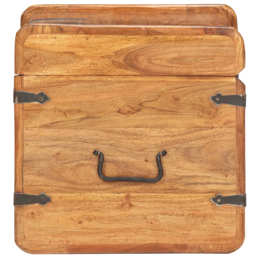 Kist 40X40X40 Cm Massief Acaciahout 1 40 x 40 x 40 cm Donkerbruin