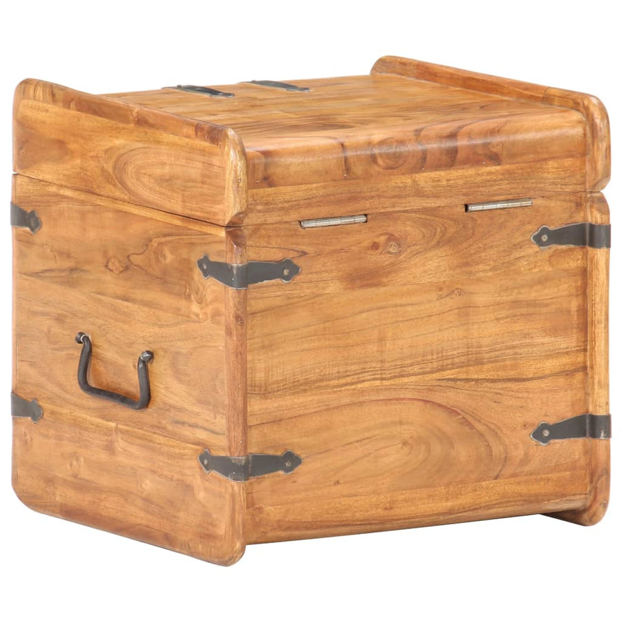 Kist 40X40X40 Cm Massief Acaciahout 1 40 x 40 x 40 cm Donkerbruin