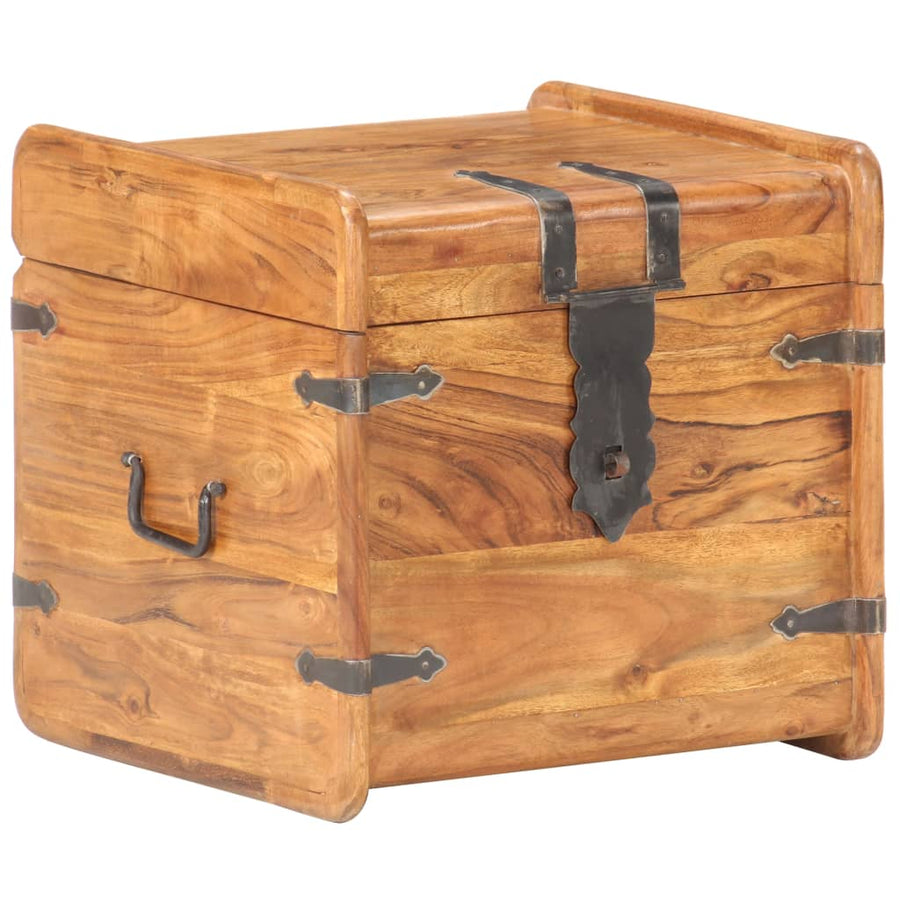 Kist 40X40X40 Cm Massief Acaciahout 1 40 x 40 x 40 cm Donkerbruin