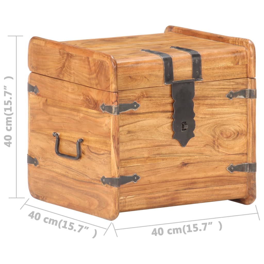 Kist 40X40X40 Cm Massief Acaciahout 1 40 x 40 x 40 cm Donkerbruin