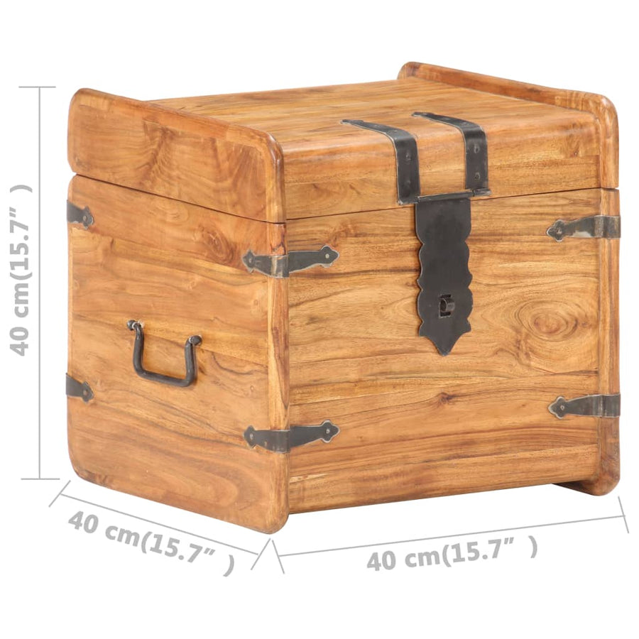 Kist 40X40X40 Cm Massief Acaciahout 1 40 x 40 x 40 cm Donkerbruin