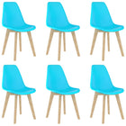 Eetkamerstoelen kunststof blauw set van 6
