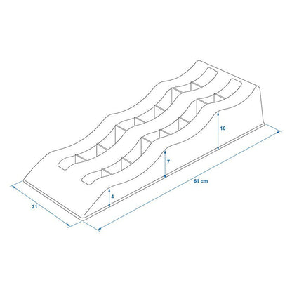 Proplus Oprijblok Zwart Set Van 2 Stuks Lichtgewicht Kunststof 61X21.3X12Cm 3 Niveaus: 4, 7 En 10 Cm