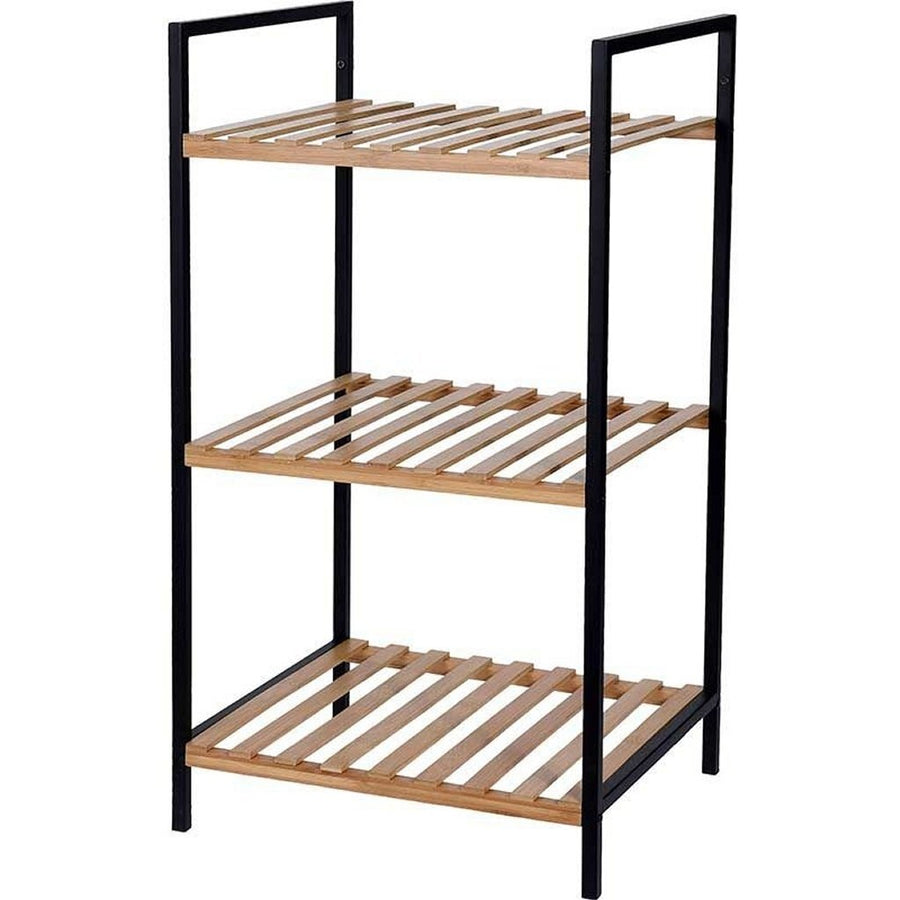 Excellent Houseware Handdoekenrek 3 Etages 38X32X70 Cm Bamboe/Metaal/Zwart