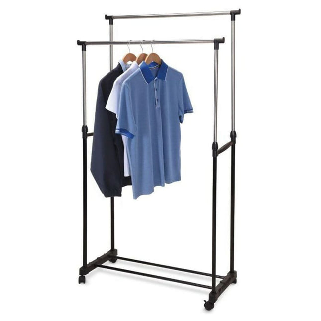 Storage Solutions Kledingrek Met Wielen Dubbel 80X42X(90-160) Cm