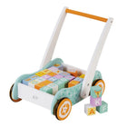 Houten loopwagen met blokken