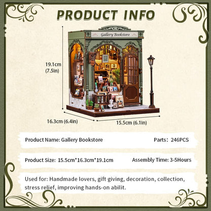 3D DIY huisje Gallery Bookstore 15,5x16,3x19 cm hout