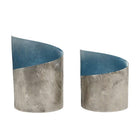 Theelichthouders 2 stuks metaal blauw 9,5x14 cm