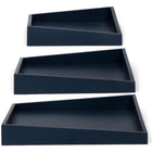 Senza Asymmetrical Wooden Serving Trays Set of 3 Blue
