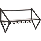 Wandkapstok 7 haken met plank 71.5x21.7x36 cm zwart metaal