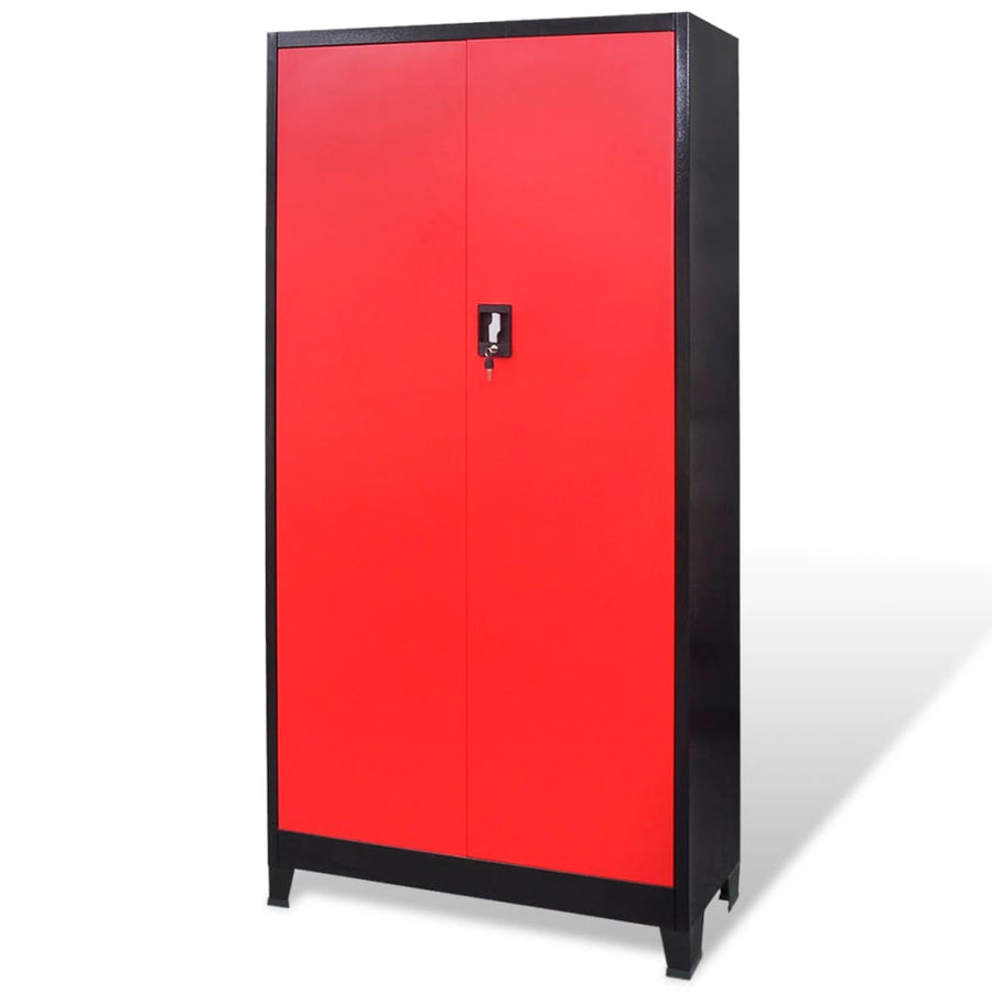 Gereedschapskast Met Kist 90X40X180 Cm Staal Rood En Zwart Grijs