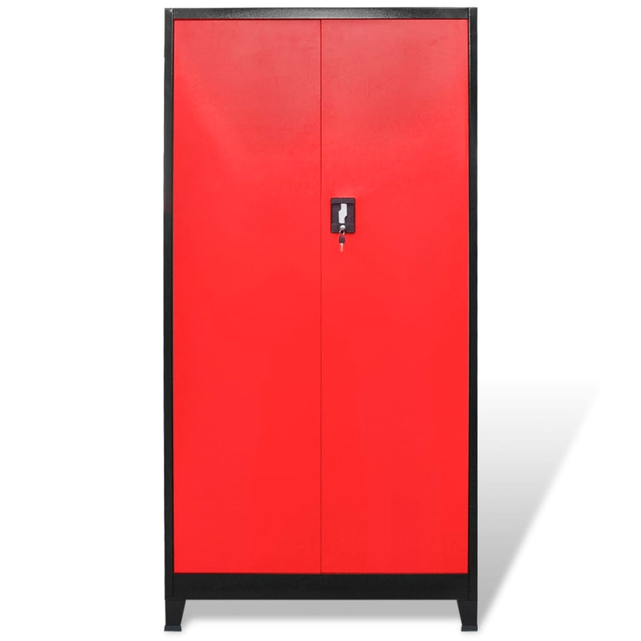 Gereedschapskast Met Kist 90X40X180 Cm Staal Rood En Zwart Grijs