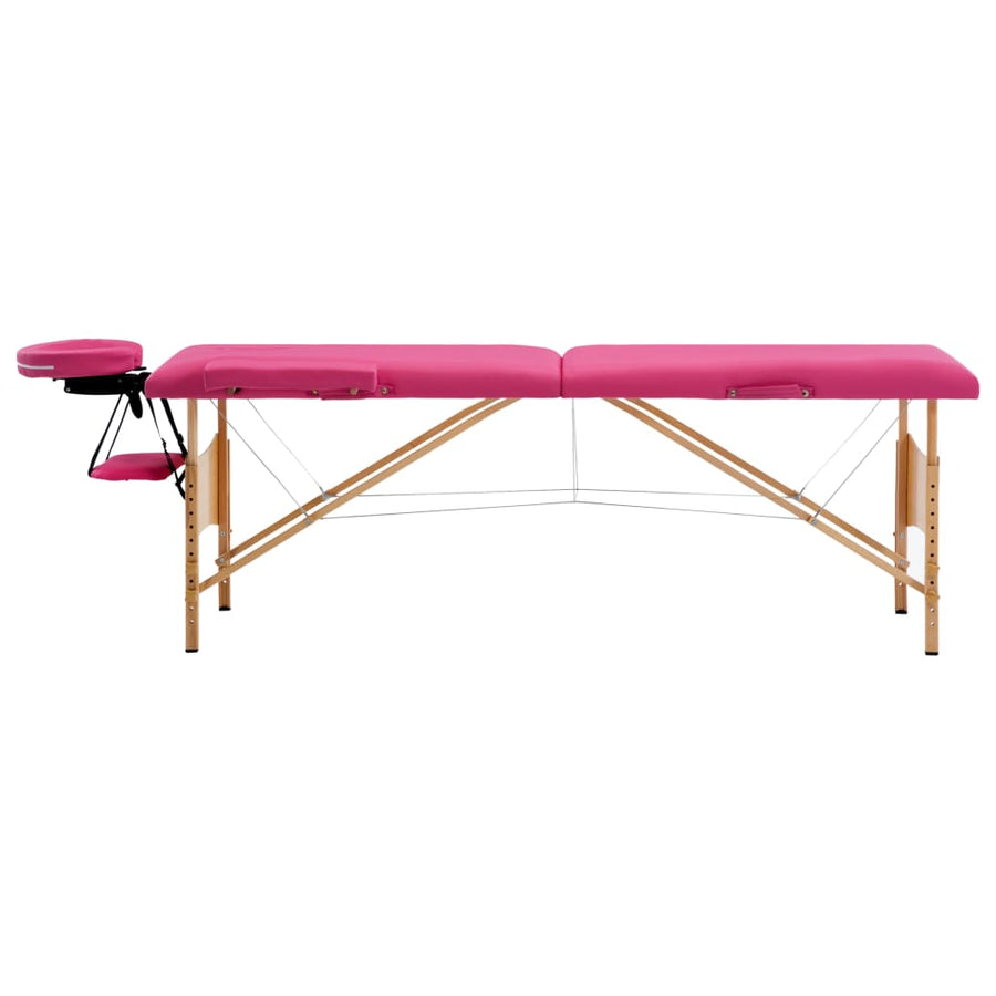 Massagetafel Inklapbaar 2 Zones Hout Roze