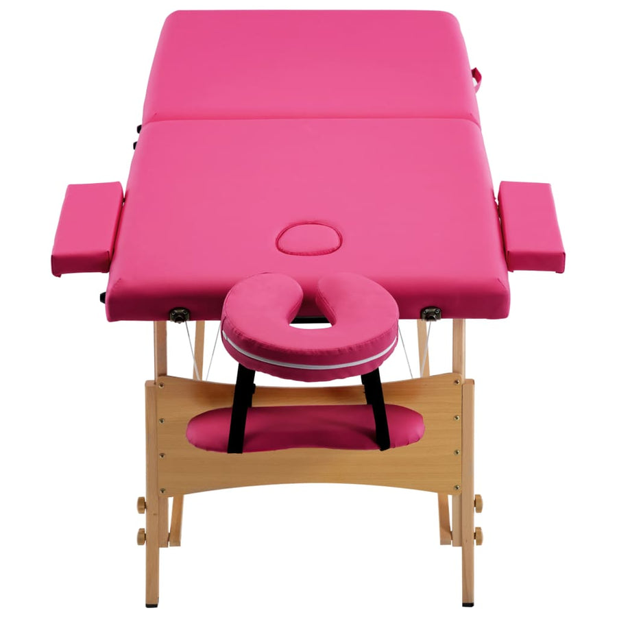 Massagetafel Inklapbaar 2 Zones Hout Roze