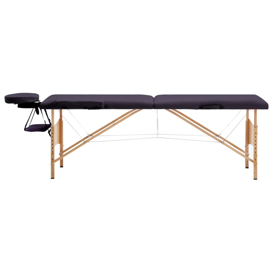 Massagetafel Inklapbaar 2 Zones Hout Paars