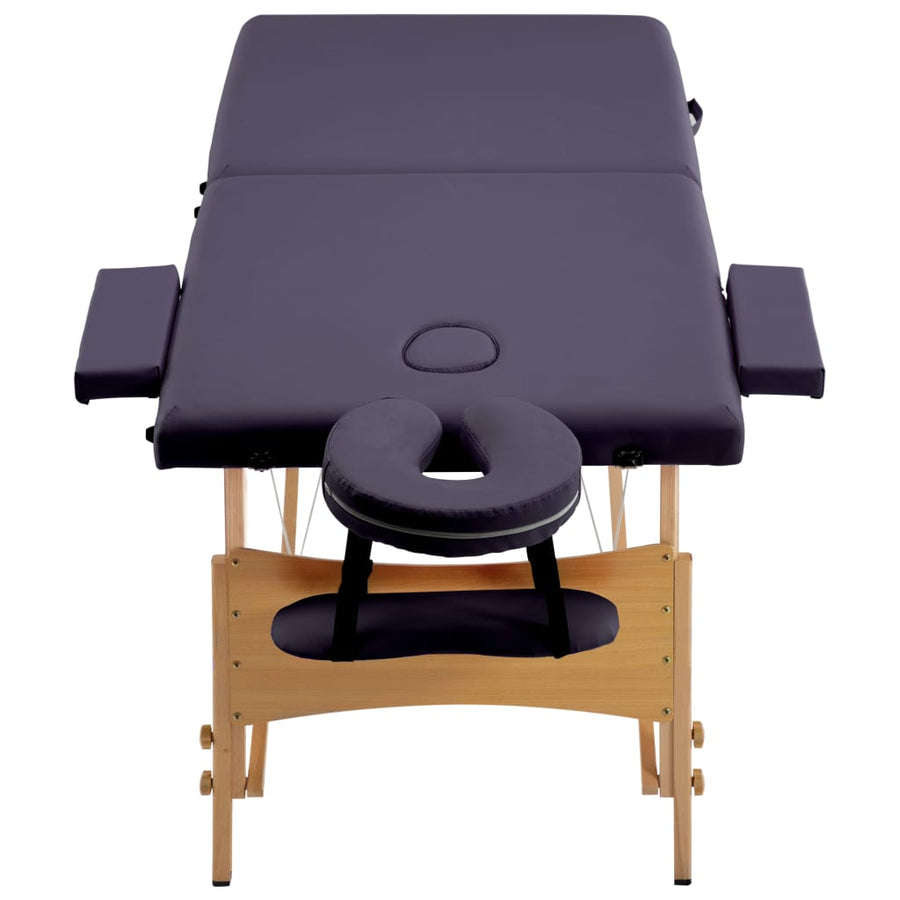 Massagetafel Inklapbaar 2 Zones Hout Paars